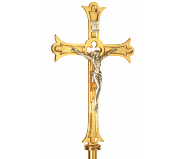 Croce astile con Corpo del Cristo argentato - AR
