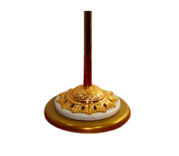 Candelabro in fusione ottone su colonna tubo rigato - AR - immagine 3
