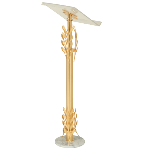 Leggio a colonna tubo ottone 60 mm foglie ulivo - AR