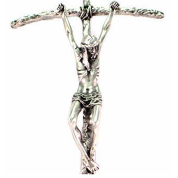 Croce astile in fusione ottone argentato- AR - immagine 2