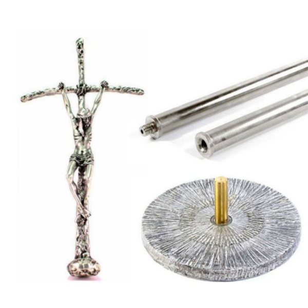 Croce astile in fusione ottone argentato- AR