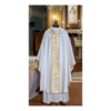 Casula sacerdotale barocca in cotone setato, collo ad anello e pietre preziose - AR