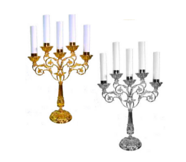 Lumiera 5 fiamme in fusione ottone DOR/ARG - AR