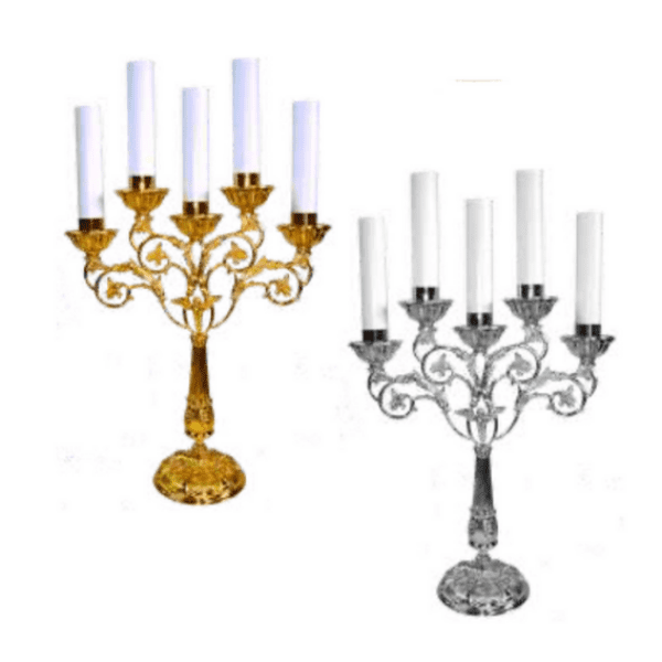 Lumiera 5 fiamme in fusione ottone DOR/ARG - AR