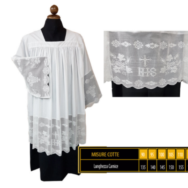 Camice con scollo quadro e merletto IHS - AR