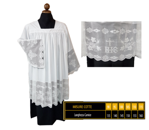 Camice con scollo quadro e merletto IHS - AR