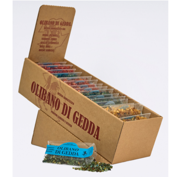 Espositore incensi "OLIBANO DI GEDDA" 36 pz 20 gr <br /><br />