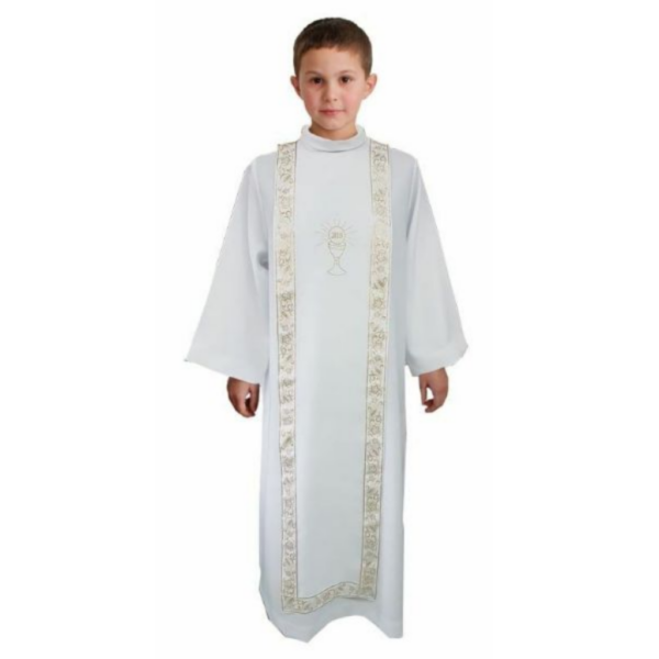 Tunica Comunione con scapolare staccabile ricamato unisex - AR