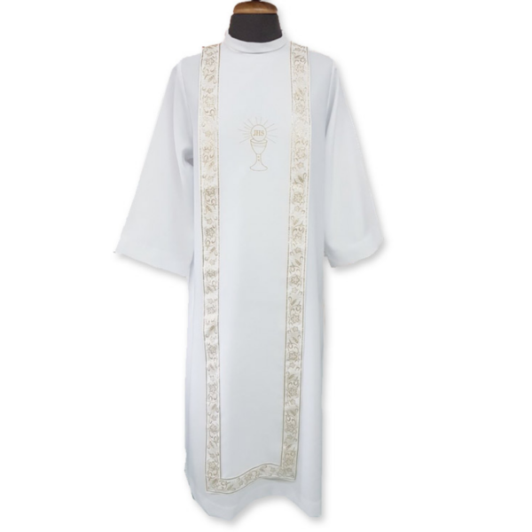 Tunica Comunione con scapolare staccabile ricamato unisex - AR - immagine 2