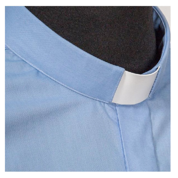Camicia clergy colore celeste manica lunga o corta - AR - immagine 2