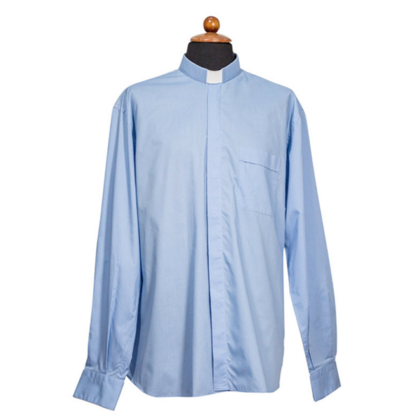Camicia clergy colore celeste manica lunga o corta - AR