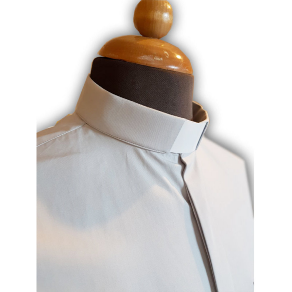 Camicia clergy colore grigio chiaro manica lunga o corta - AR - immagine 2