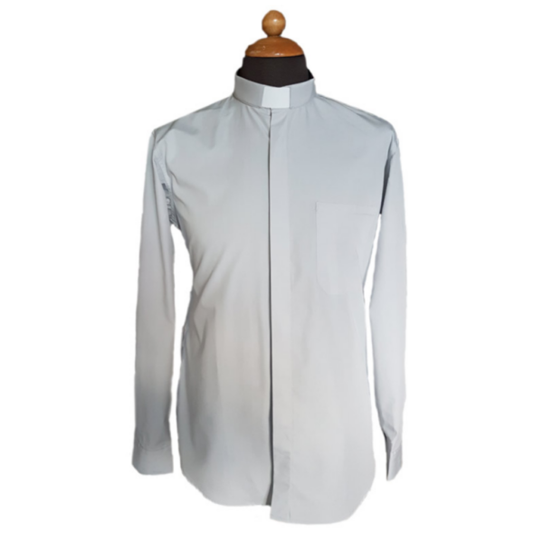 Camicia clergy colore grigio chiaro manica lunga o corta - AR