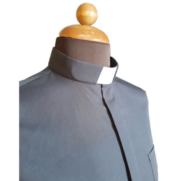Camicia clergy colore grigio scuro manica lunga o corta - AR - immagine 2