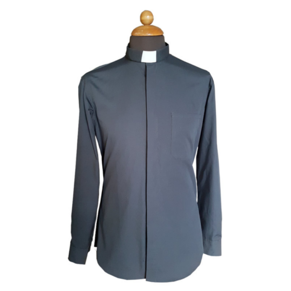 Camicia clergy colore grigio scuro manica lunga o corta - AR
