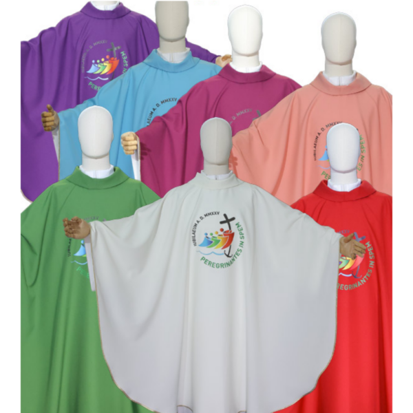 <br /><br />Casula stampata logo ufficiale "GIUBILEO 2025" completa di stola, vari colori - AR