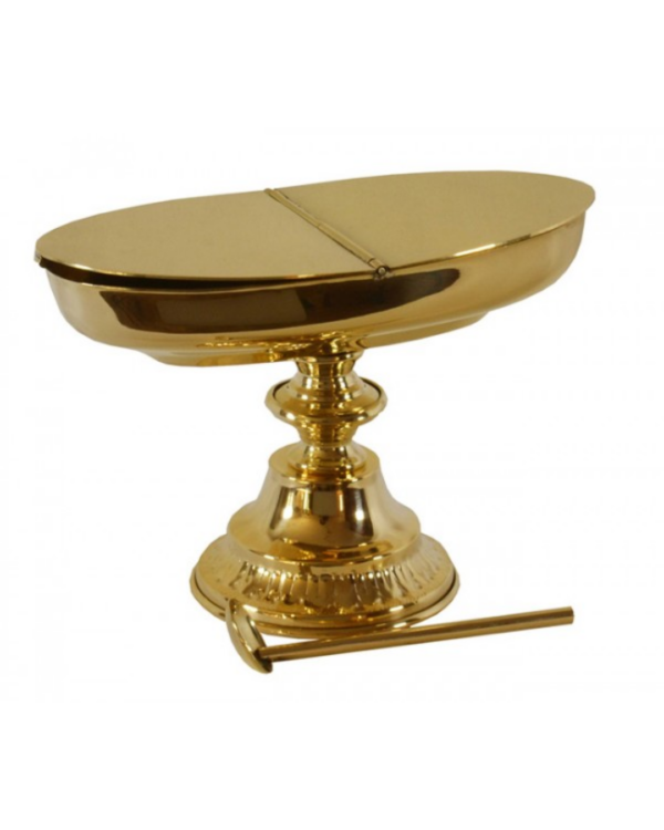 Navetta con cucchiaino ottone lucido h.11,5 cm<br /><br />