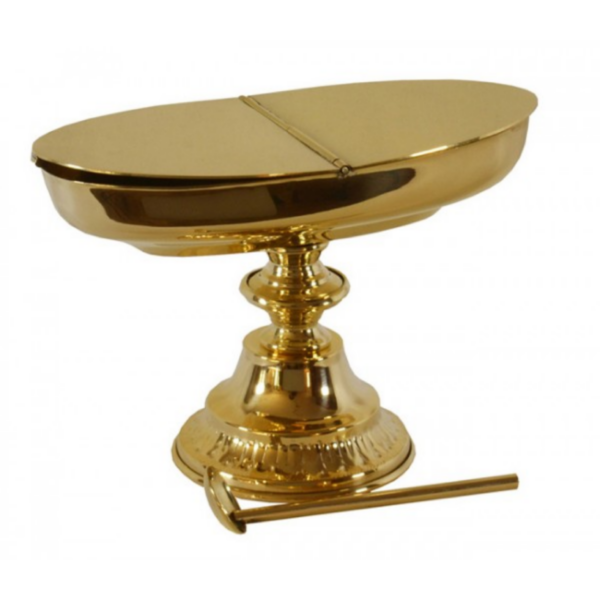 Navetta con cucchiaino ottone lucido h.11,5 cm<br /><br />
