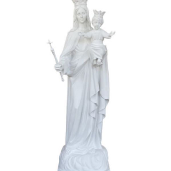 Statua Madonna Ausiliatrice in vetroresina bianca 200 cm