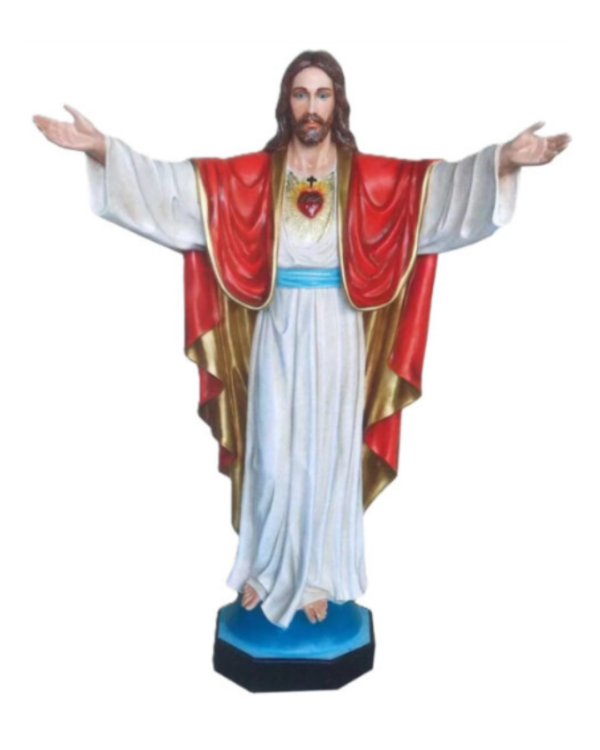 Statua Sacro Cuore di Gesù braccia aperte in vetroresina 200 cm
