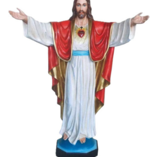 Statua Sacro Cuore di Gesù braccia aperte in vetroresina 200 cm