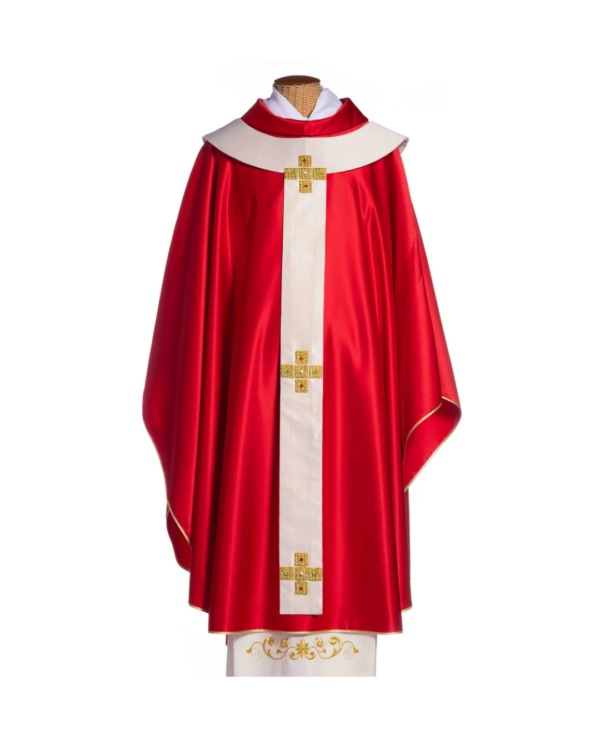 Casula Liturgica in poliestere con palio e croci oro vari colori - immagine 3