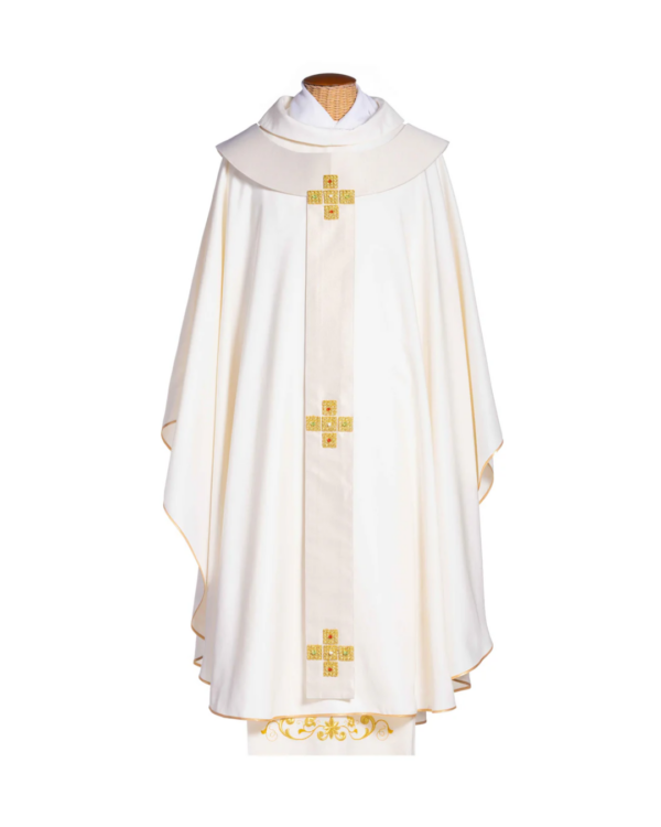 Casula Liturgica in poliestere con palio e croci oro vari colori - immagine 4