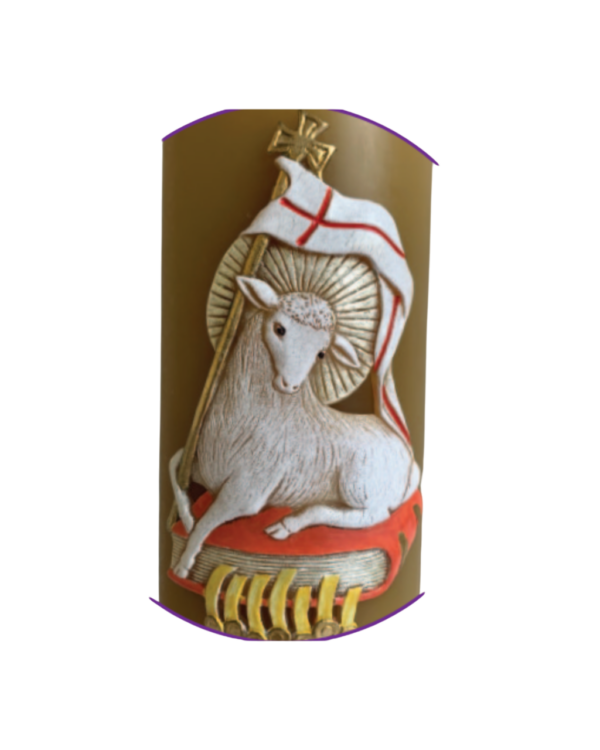 Cerone in cera d'api con Agnello della Pace in rilievo - immagine 2