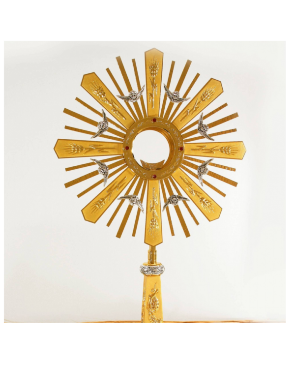Ostensorio placcato oro con figure di Angeli e Evangelisti - immagine 2