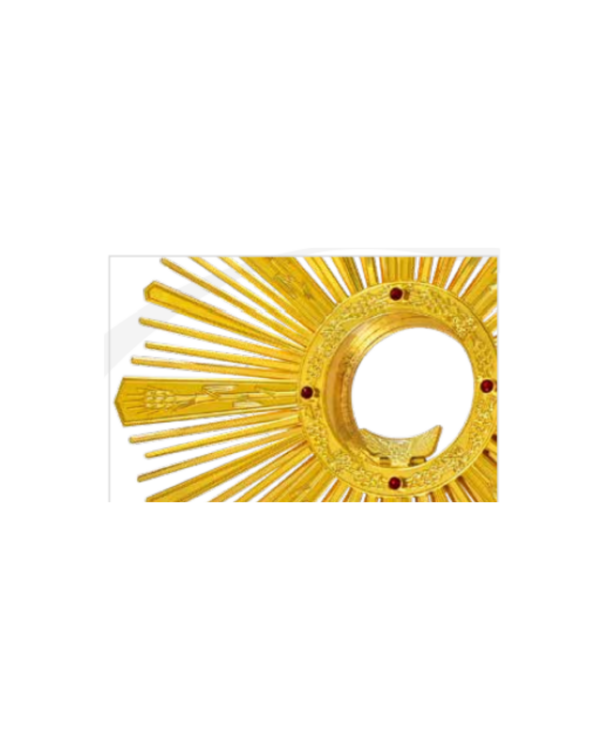 Ostensorio raggiera uva e spighe e base Evangelisti - placcato in oro 24 Kr - immagine 4