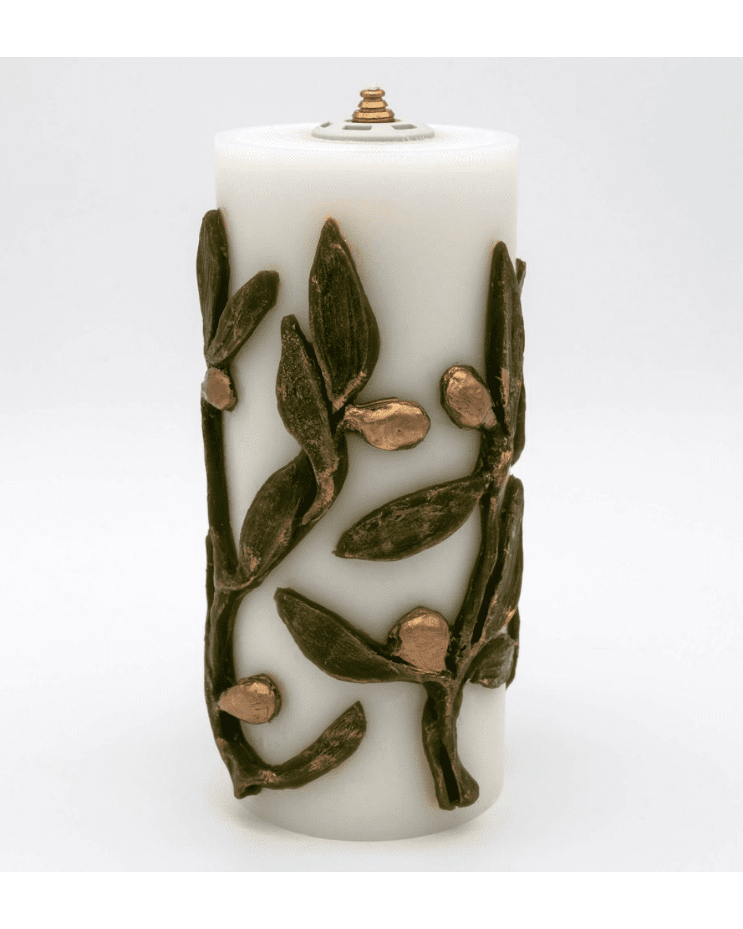 Candela da altare a cera liquida “Ramo d’Ulivo” – Decorazione a rilievo – Ø100 × H230 mm